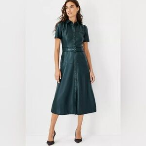 Ann Taylor Faux Leather Midi Dress